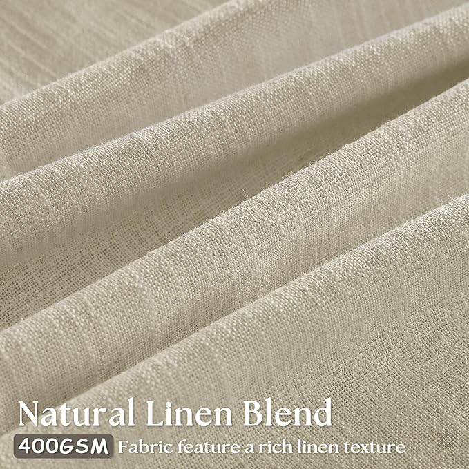 Pinch Pleated Extra Wide Beige Linen Curtain 92 Inches Long 70 Wide 1 Panel | - Image 2