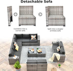 ovios 12 Pieces Patio Furniture Set, Outdoor Wicker Sectional Sofa - Image 9