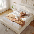 Homkdom Cloud Bed Frame and Headboard, Upholstered Soft King Size Bed Frame - Image 3