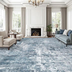 Soalmost 10x14 Area Rugs for Living Room Washable Rug Abstract Blue/Grey | by Soalmost