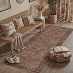3x8 Brick Red Vintage Floral Washable Runner Rug - Image 3