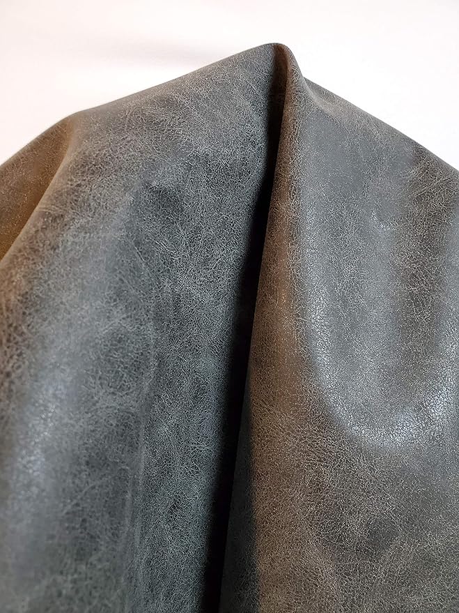 NAT Leathers | Gray Distressed Crazy Horse Oily 2 Tone Faux Vegan Leather PU | by NATLeathers