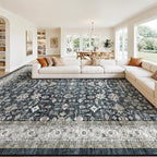 Grey Area Rug 9x12 for Living Room Bedroom | Low Pile;Machine Washable; Soft; - Image 2