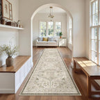 Madane Hallway Runner Rug 2'6''x12' Kitchen Runners Vintage, Ivory/Brown | - Image 5