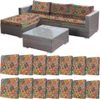 CALBODE 14Pcs Stretch Patio Cushion Cover, Bohemian Geometric Pattern | by CALBODE