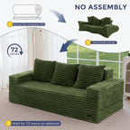 MAXYOYO Loveseat Sofa Bed, Striped Faux Fur Foldable Floor Sofa Couch in A Box - Image 9