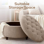 HUIMO 30-Inch Round Storage Ottoman, Modern Button Tufted Coffee Table - Image 6