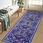PLHXFR 2x6 Washable Runner Rug：Floral Indoor Kitchen Soft Carpet Blue | - Image 3