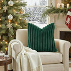 decorUhome Fall Faux Fur Throw Pillow Covers 22x22 Set of 2 Christmas Green | - Image 4