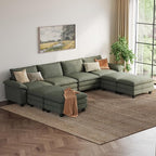 LINSY HOME 157" Modular Sectional Sofa, 4-Seat Corduroy Modern Cloud Couch - Image 6