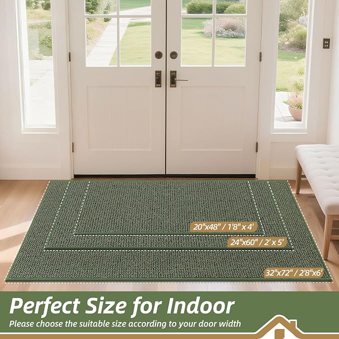 BEQHAUSE Dirt Trapper Door Mat 32" x 72", Non-Slip Washable Doormats, Low - Image 2