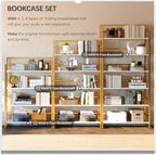 4NM No Assembly Extra Wide 4 Tiers Folding Bookshelf Storage Shelves Vintage - Image 5