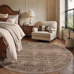 Schweek 6ft Round Rug Brown Washable Non-Slip Circle Area Rugs - Image 8