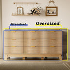 BORNOON Fluted 9 Drawer Dresser, 57.1" Wide Modern Boho Chest of Drawers - Image 3