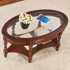 LEEMTORIG Oval Coffee Table for Living Room, Cherry Solid Wood by LEEMTORIG