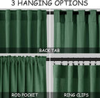 Green Boho Curtains for Bedroom Back Tab Rod Pocket Semi Sheer Linen Curtains - Image 3