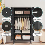 erosoei 71 "Metal Armoire Wardrobe Closet, Steel Clothing Storage Cabinet - Image 5