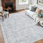 6x9 Area Rugs Living Room: Bedroom Neutral Washable Carpet Gray | Vintage Boho - Image 3