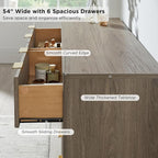 T4TREAM Fluted 6 Drawers Dresser, Curved Profile Design, Dresser TV Stand - Image 4