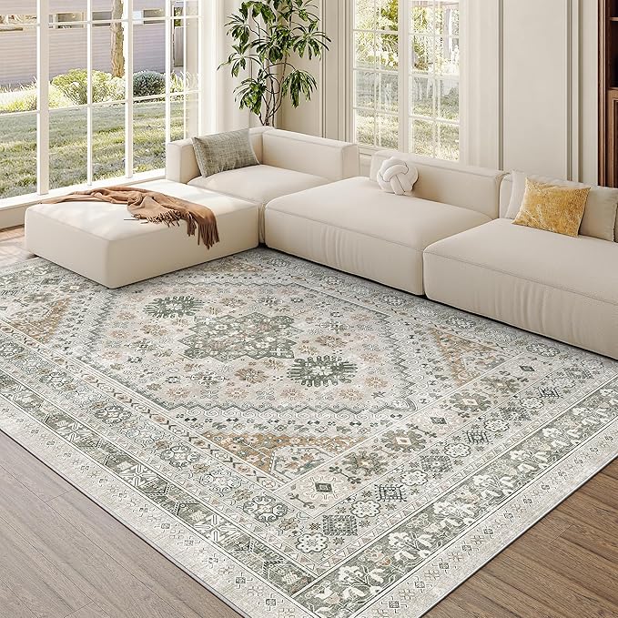 5x7 Area Rugs for Living Room, Large Washable Rug, Dining Room, Low Pile by Zesthome