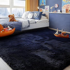 Navy Blue Rug 3x5, Fluffy Dark Blue Rugs by PAGISOFE