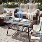 UPHA 5 Pieces Patio Furniture Sets, Wicker Outdoor Loveseat Sofa Set - Image 7