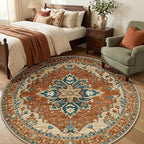 RELEANY Washable Area Rug, Round 6ft, Water Repellent, Pet Friendly, Vintage by RELEANY