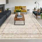 Washable Ivory Living Room Rug, 8x10 Non Slip Area Rugs - Image 3