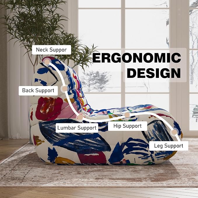 YVDNHP Bean Bag Chair Loveseat, 2 Seater, High Density Memory Foam, Adults & - Image 5