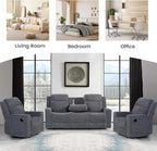 Betsy Furniture Soft Microfiber Manual Reclining Sofa Set, Sofa w/Dropdown Table - Image 7