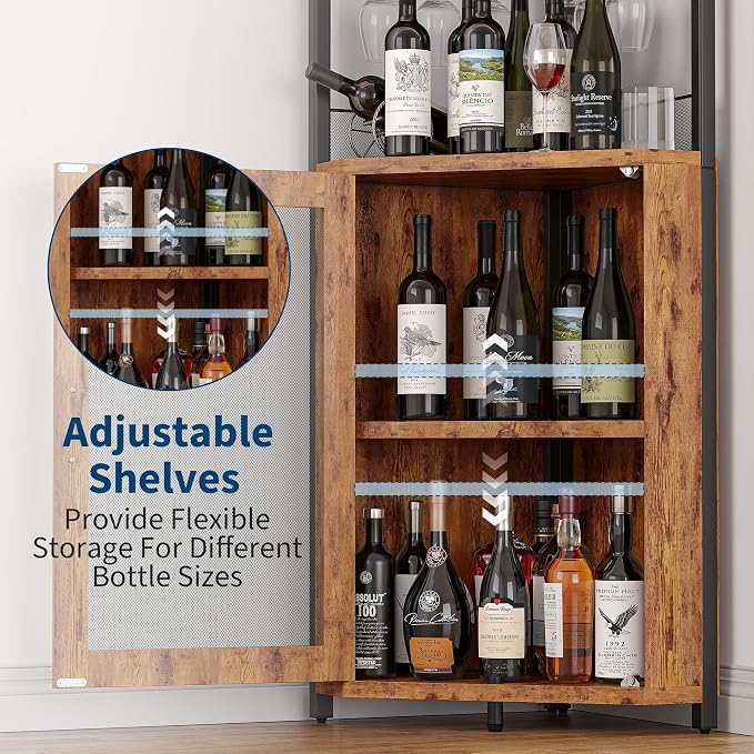 GarveeHome Corner Bar Wine Cabinet - Image 4
