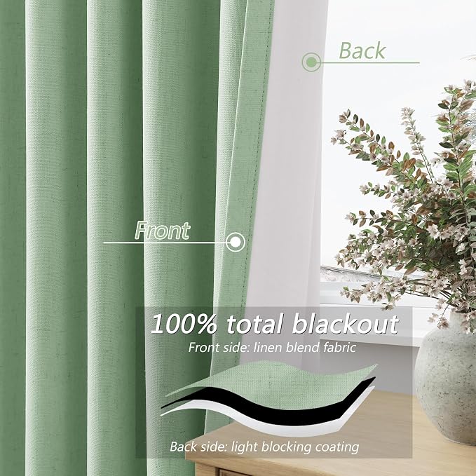 100% Blackout Curtains 108 Inch Length 2 Panels Set - Image 3