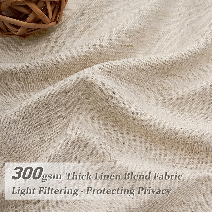 PleatedDrapes Natural Extra Wide 70 x 96 Inch Privacy Curtains That Let Light in - Image 2