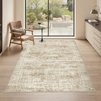 3x5 Rug for Entryway, Washable Area Rug, Living Room, Dining Room, Neutral Rug by Restydon