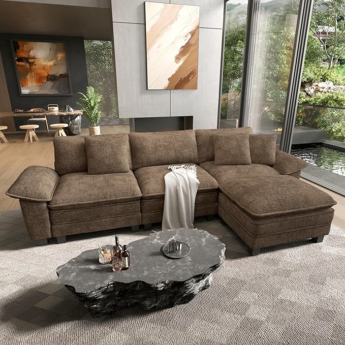 HERA'S HOUSE 124" Modular Sectional Sofa, Oversized L Shaped Couches by HERASHOUSE