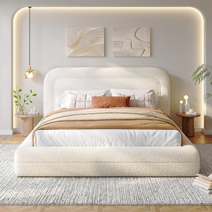Homkdom Cloud Bed Frame with Headboard, Upholstered Soft Queen Bed Frame with by ElevateYourHome%EF%BC%8CEnhanceEver
