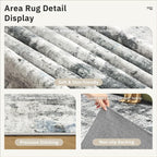 Soalmost Abstract Area Rug 6x9 for Living Room Washable Rugs Gray/Blue | - Image 6