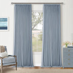 Light Blue Linen Blackout Linen Pleated Dual Layer Curtains 90 Inches Long | by Twodrapes