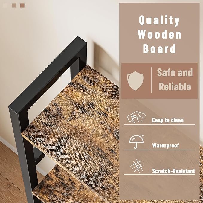 INNOD Triple 4 Tier Book Shelf, Large Industrial Bookcase - Image 5