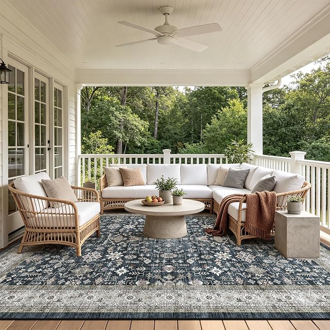 Ashen Area Rug 5x7 for Living Room Bedroom | Low Pile; Non Slip;Machine - Image 5