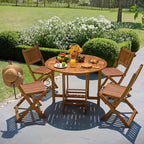 Devoko 5 PCS Patio Furniture, Patio Dining Set Acacia Wood Outdoor Table and - Image 6