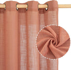 Terracotta Linen Curtains 63 inch Length 2 Panels - Image 2