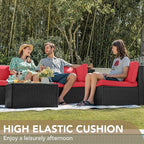 Devoko 7 Pieces Outdoor Sectional Sofa Patio Furniture Sets Manual Weaving - Image 8