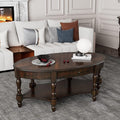 LEEMTORIG Oval Coffee Table for Living Room, 2-Tier Solid Wood Table by LEEMTORIG