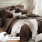 Monbix King Size Comforter Set, Chocolate Brown King Bedding Set Reversible - Image 3