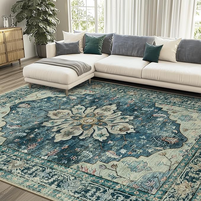 RELEANY Washable Area Rug, Large 9'x12', Water Repellent, Pet Friendly - Image 2