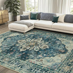 RELEANY Washable Area Rug, Water Repellent, Pet Friendly, Vintage Floral Boho - Image 2