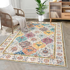 HEBE Area Rug for Entryway 3'x5', Washable Non Slip Boho Bedroom Rug | Soft by HEBE