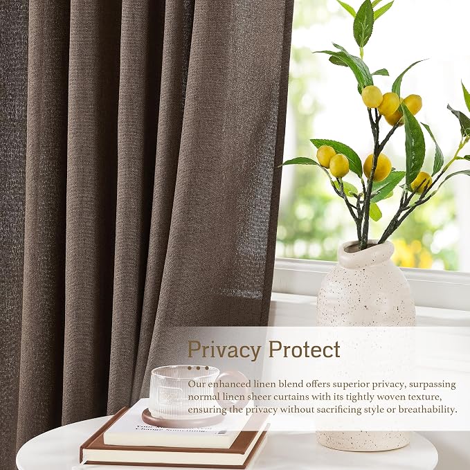 RYB HOME Linen Semi Sheer Curtains - Image 2