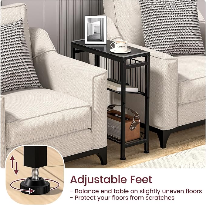 Narrow Side Table for Small Space, 3-Tier End Table - Image 7